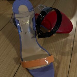 Purple, black and orange Louboutin heels.